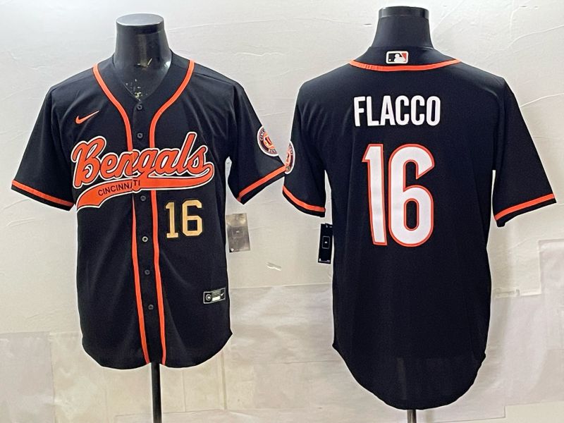 Men Cincinnati Bengals #16 Flacco black Joint Name 2025 Nike Limited NFL Jersey style 3